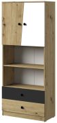 Armoire Sirte 04 | chêne / blanc / noir mat | 190 x 80 x 40 cm | Design moderne et grand espace de rangement