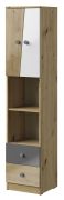 Armoire Sirte 05 | Chêne / Blanc / Gris brillant | 190 x 40 x 40 cm | Design moderne et pratique