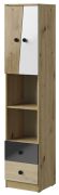 Armoire Sirte 05 | Design chêne, blanc et noir brillant | 190 x 40 x 40 cm | Rangement moderne