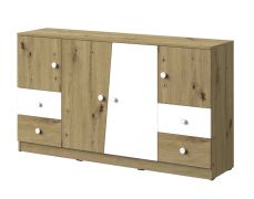 Commode Sirte 06 | Chêne et blanc mat | 90 x 160 x 40 cm | Design moderne | Grand espace de rangement