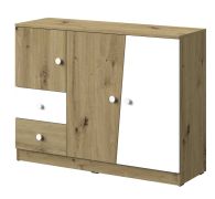Commode Sirte 07 | Chêne et blanc mat | 90 x 120 x 40 cm | Design moderne et rangement optimal