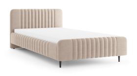 Lit simple | Cachemire | Lit d'appoint | Surface de couchage 140 x 200 cm | Housse en tissu | Sommier à lattes inclus | Pieds en bois noirs | Belladere 12