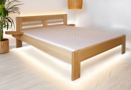 Lit double / lit d'appoint en hêtre massif, naturel 114, sommier à lattes inclus - Dimensions 180 x 200 cm