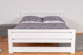 Lit simple blanc moderne / Lit d'appoint en hêtre massif 115, sommier à lattes inclus, surface de couchage 140 x 200 cm, durable et stable, montage facile