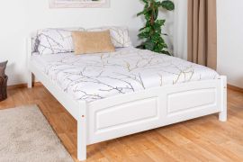 Lit simple moderne, lit d'appoint en hêtre massif blanc 117, sommier à lattes inclus, surface de couchage 140 x 200 cm, finition de haute qualité, durable