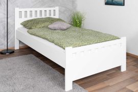 Lit simple moderne, lit d'appoint blanc en pin massif 68, sommier à lattes inclus, surface de couchage 100 x 200 cm, robuste et durable, montage facile