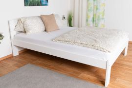 Lit double en pin massif blanc 73, lit d'appoint avec sommier à lattes, surface de couchage 160 x 200 cm, durable et robuste, design moderne attrayant