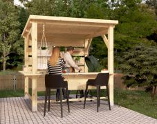 Cuisine d'extérieur Cookingflair / Cuisine d'extérieur / Cuisine de jardin / Bois d'épicéa et de pin / 242 x 200 x 240 cm / Plan de travail inclus 