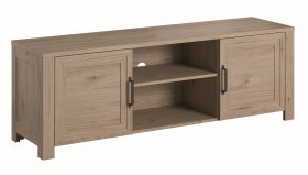Meuble TV Alvier 03, Couleur : Châtaignier clair - 55 x 160 x 44 cm (H x L x P)