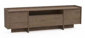 Meuble TV Illgau 02, Baltic Storm - brun foncé, 57 x 197 x 38 cm, avec 2 portes, 1 porte à clapet et 4 compartiments, système Push-to-open, chants ABS