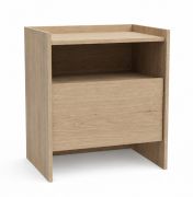 Petite table de nuit Illgau 03, Cremona - brun clair, 60 x 53 x 38 cm, avec 1 tiroir et 1 compartiment, table de chevet, petite commode, chants ABS, système Soft Close
