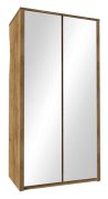 Armoire penderie portes battantes Selun 23 | Chêne brun foncé | 197 x 113 x 53 cm | 2 portes miroir