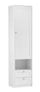 Armoire blanche Ersigen 08 | Poignées en métal doré | 219 x 54 x 40 cm | 1 porte, 2 tiroirs, 5 niches