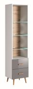 Bibliothèque Hohgant 10 | Blanc / Gris brillant | 209 x 50 x 42 cm | Design moderne et rangements pratiques