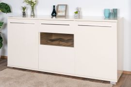 Commode Garim 8 portes | Beige brillant | 85 x 180 x 45 cm | Design moderne et finitions haut de gamme