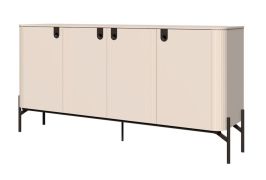 Buffet en finition cachemire | 90 x 180 x 46 cm | 4 portes | 6 compartiments | Soft Close | Pieds métal