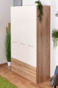 Armoire penderie Gataivai 02 | Beige brillant & noyer | 224 x 137 x 57 cm | Design contemporain