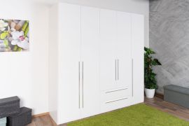 Armoire à portes battantes Siumu 31 | Blanc & Blanc Brillant | 224 x 227 x 56 cm