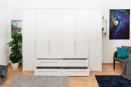 Armoire portes battantes Siumu 35 | Blanc brillant | 226 x 277 x 60 cm | Design moderne et grande capacité
