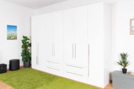 Armoire penderie Siumu 38 | Blanc & Blanc brillant | 224 x 317 x 56 cm | Design moderne