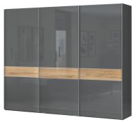 Armoire à portes coulissantes Vaitele 10 | Anthracite brillant & Noyer | 224 x 272 x 61 cm | Soft Close