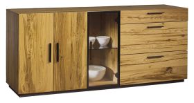 Commode Serrator 01 | Chêne naturel huilé / Marron foncé | 77 x 183 x 45 cm | Style moderne