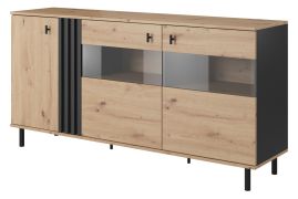 Commode Gardane 04 | Chêne et anthracite | 82 x 165 x 40 cm | Design moderne et spacieux