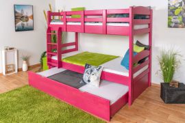 Lit superposé divisible 90 x 200 cm Easy Premium Line K17/n | Hêtre massif laqué rose | Couchage supplémentaire et 2 caches