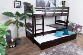 Lit superposé 90 x 200 cm Easy Premium Line K17/n | Hêtre massif brun chocolat | Divisible | Sécurité enfant
