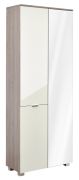 Armoire penderie Sabadell 03 | Chêne & Beige haut brillant | 209 x 80 x 38 cm | 2 portes, miroir