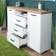 Commode Cuenca 03 | Chêne et Blanc | 99 x 155 x 39 cm | Grand espace de rangement | Design moderne