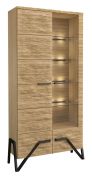 Vitrine haute Kastav 04 | Espace optimisé | Chêne / Noir | 201 x 100 x 40 cm | Style moderne