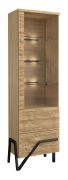 Vitrine Kastav 07 | Chêne / Noir | 201 x 62 x 40 cm | Porte à gauche | Chêne partiellement massif