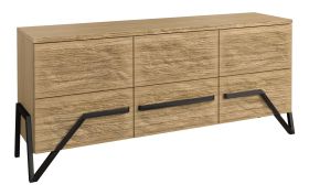 Commode Kastav 14 | Chêne / Noir | 79 x 180 x 50 cm | Design moderne et robuste