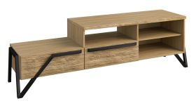 Meuble TV Kastav 18 | Espace généreux | Chêne / Noir | 55 x 180 x 50 cm | Design moderne