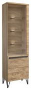 Vitrine Buzet 02 | Chêne/Noir | 201 x 56 x 40 cm | Porte à droite | Bois partiellement massif