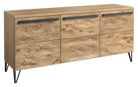 Buffet Buzet 07 | Chêne / Noir | 79 x 174 x 50 cm | Design moderne et fonctionnalité