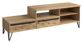 Meuble TV bas Buzet 10 | Espace optimisé | Chêne / Noir | 55 x 174 x 50 cm | Style moderne