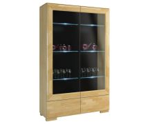 Vitrine Lipik 01 | Chêne et noir | 192 x 122 x 43 cm | Style moderne, partiellement massif