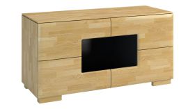 Meuble TV Lipik 10 | Style moderne | Espace chêne/noir | 62 x 122 x 50 cm | Push to open