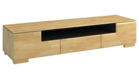 Meuble TV Lipik 12 | Espace optimisé | Chêne/Noir | 38 x 182 x 50 cm | Design moderne