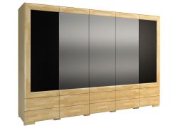 Armoire penderie à portes battantes Lipik 45 | Chêne/Noir | semi-massif | 224 x 303 x 61 cm