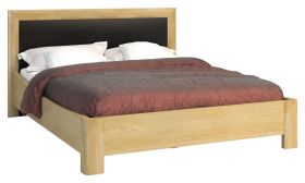 Lit double / Lit d’appoint "Lipik" 55 | Chêne & Noir | 140 x 200 cm | Design moderne | Partiellement massif
