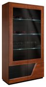 Vitrine « Medulin » 25, couleur : noyer / noir, partiellement en bois massif - Dimensions : 192 x 102 x 43 cm (H x L x P)