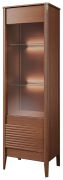 Vitrine haute Gorica 03 | Chêne rustique massif partiel | Éclairage LED | Soft Close | 201 x 60 x 45 cm | Verre bronze