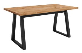 Table à manger contemporaine 160 x 90 cm | Chêne Wotan & Noir mat | Pieds foncés, facile à assortir