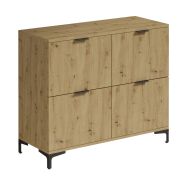 Commode Kandalica 02 | Chêne Artisan | 110 x 100 x 40 cm | 4 portes, 6 étagères