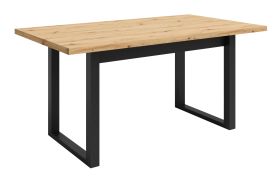 Table repas moderne Merosina 11 | Chêne artisan & Noir mat | 160 x 90 cm | Structure stable