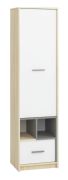 Armoire ado Jurupa 04 | Hêtre/Blanc/Gris platine | 1 porte, 1 tiroir, 6 compartiments | 189x49x41 cm