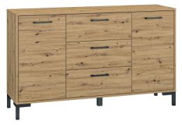 Commode Pandrup 12 en chêne | 2 portes, 3 tiroirs, 4 compartiments | 83 x 138 x 40 cm
